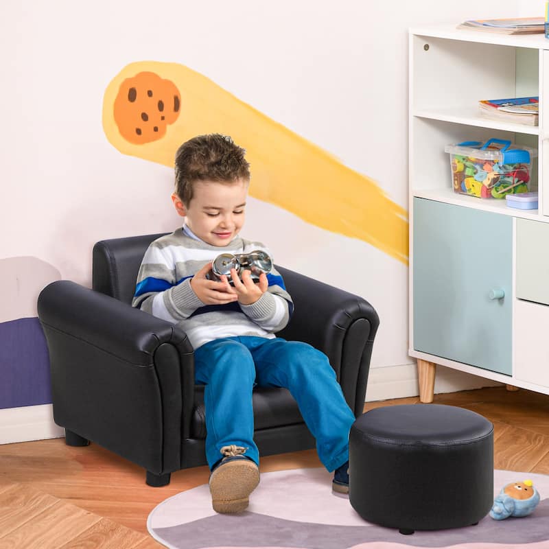 Qaba Kids Sofa Chair with Matching Ottoman for 18 to 36 Months