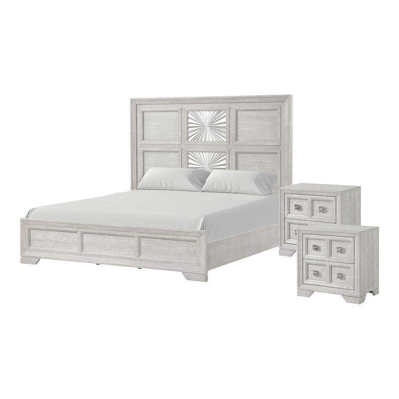 Furniture of America Jupiter 3-Piece Light Grey Wood Panel Bedroom Set