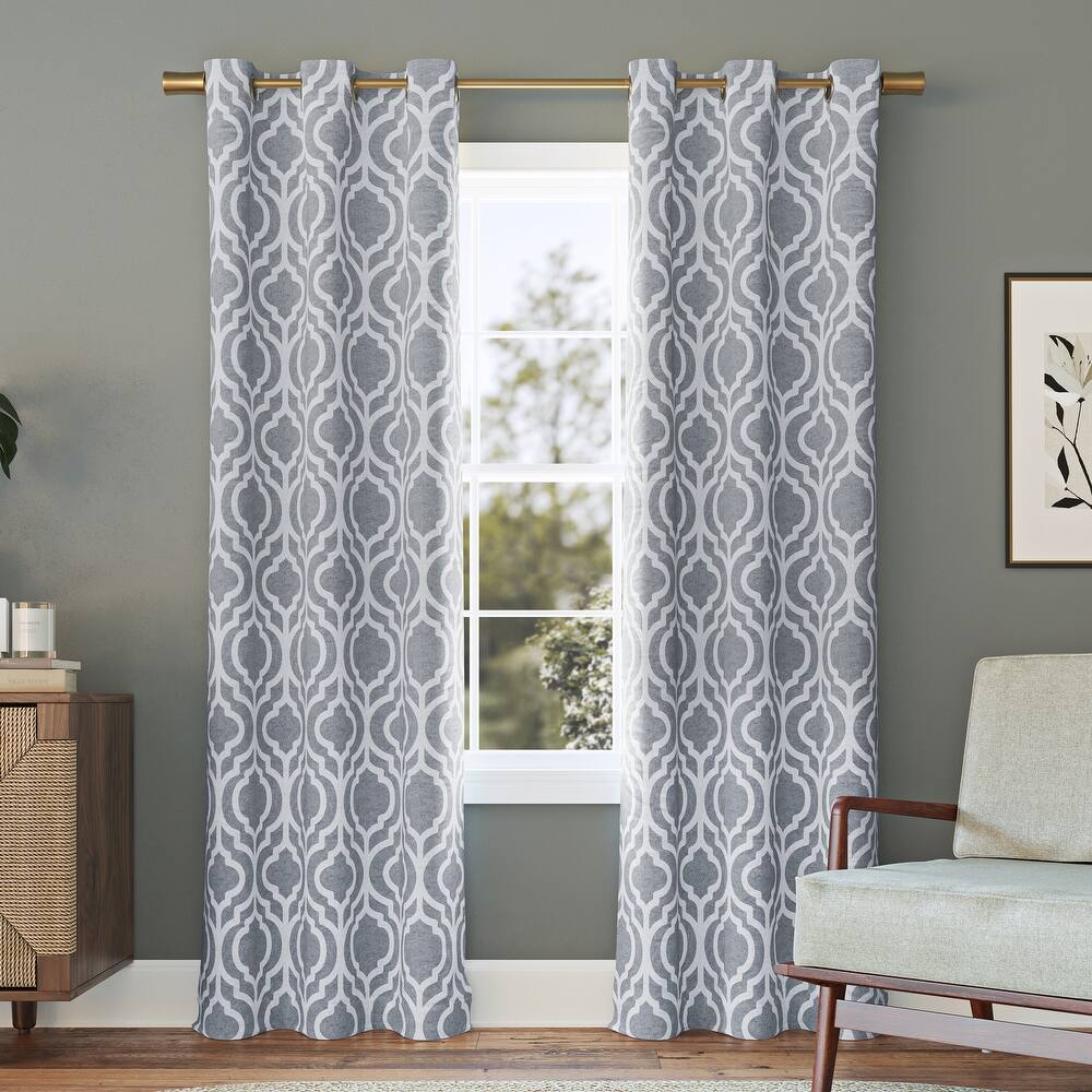 Sun Zero Eldon Trellis Print Blackout Grommet 1-Piece Curtain Panel, Single Panel