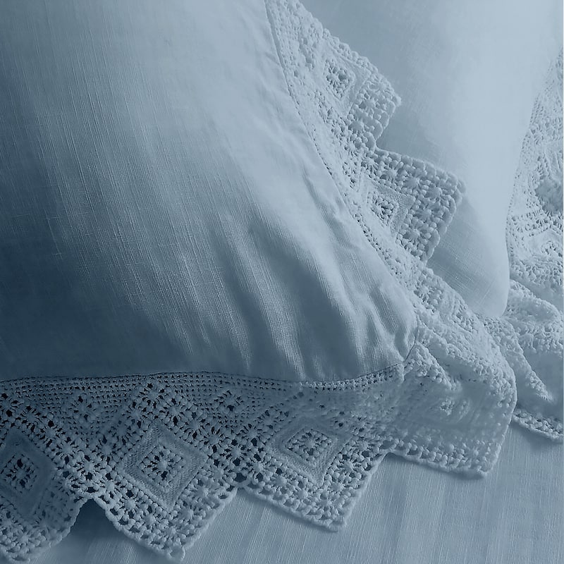 Elsie Lace Cornflower Blue 6 Piece Coverlet Set