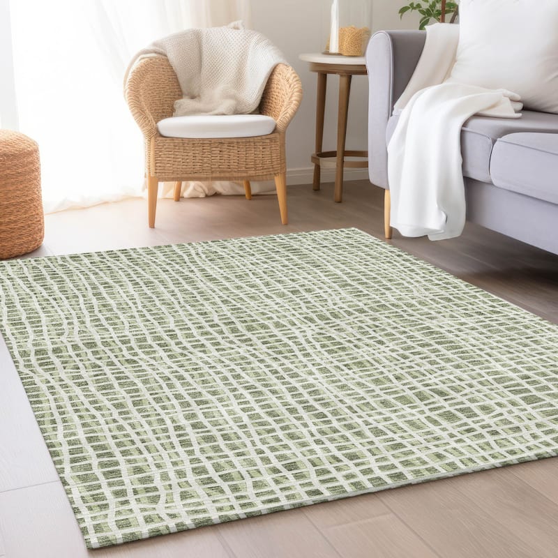 Machine Washable Indoor/ Outdoor Chantille Modern Abstract Rug