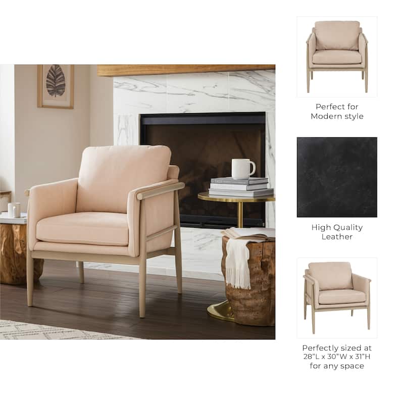 Fabric Armchair Comfortable Supportive Cushions Accent - 31" Ivory - 28" x 30" x 31"