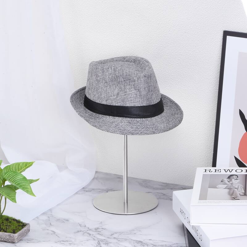 Metal Hat Display Stand 2 Pack Adjustable Tabletop Hat and Wig Holder Silver