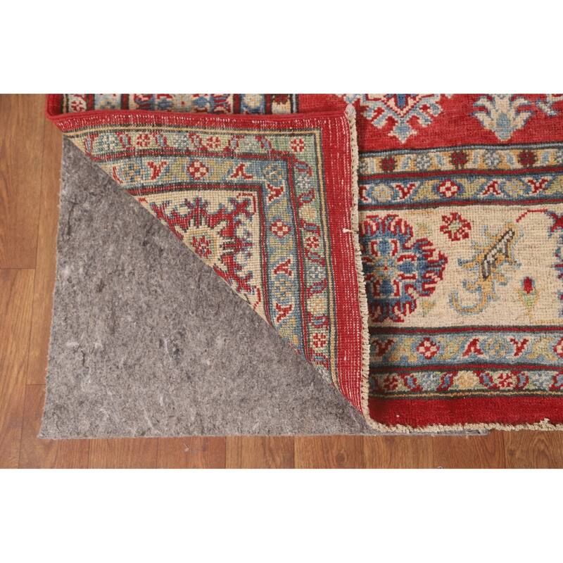 All-Over Geometric Kazak Area Rug Hand-Knotted Wool Carpet - 6'6" x 9'6"