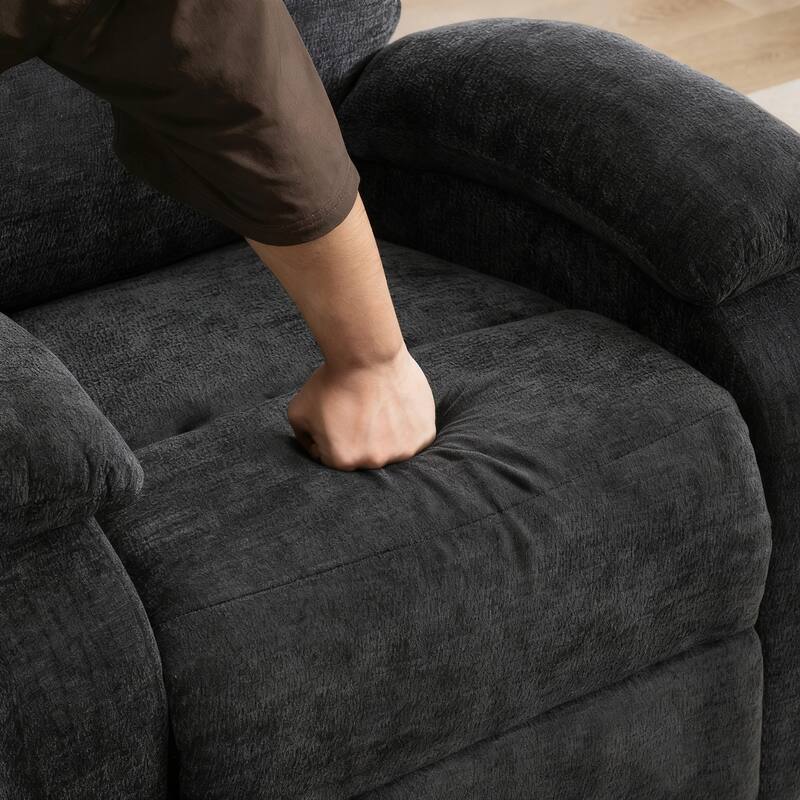 Manual Swivel Recliner Chair with Heat & Massage, Heavy Duty Recliner Chair with Side Pocket, Ergonomic Single Sofa Chair