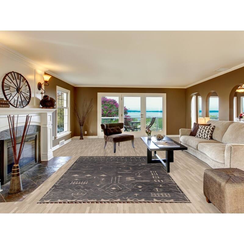 Gray & Blue Moroccan Area Rug Hand-Knotted Wool Carpet - 6'1"x 9'5"