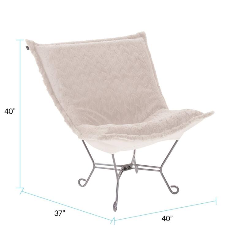 Allan Andrews Scroll Puff Chair with Titanium Frame, Angora Collection