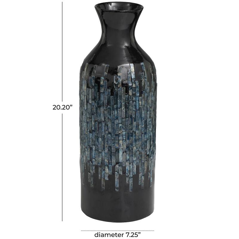 Capiz Shell Handmade Decorative Vase with Ombre Design - Black - Roche River Decor