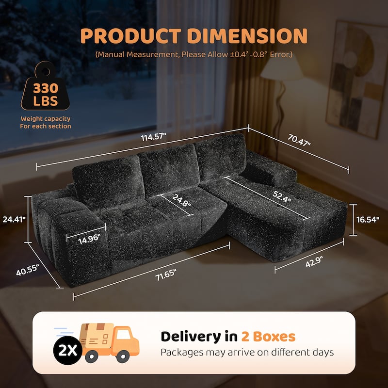 XIZZI Modular Sectional Sofa with L-Shape Chaise