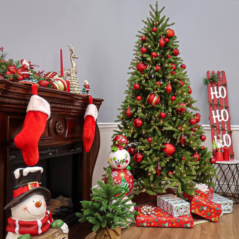 National Tree Company 7.5 ft. Feel-Real Jersey Fraser Slim Hinged Tree with 800 Clear Lights - 7.5 Foot