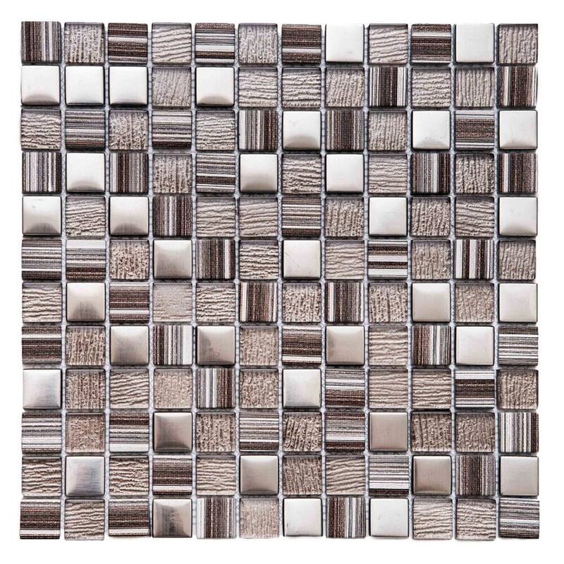 The Tile Life Modern Cappuccino 1x1 Glass Wall & Backsplash Tile - 1 Sheet (1 Sq. ft.)