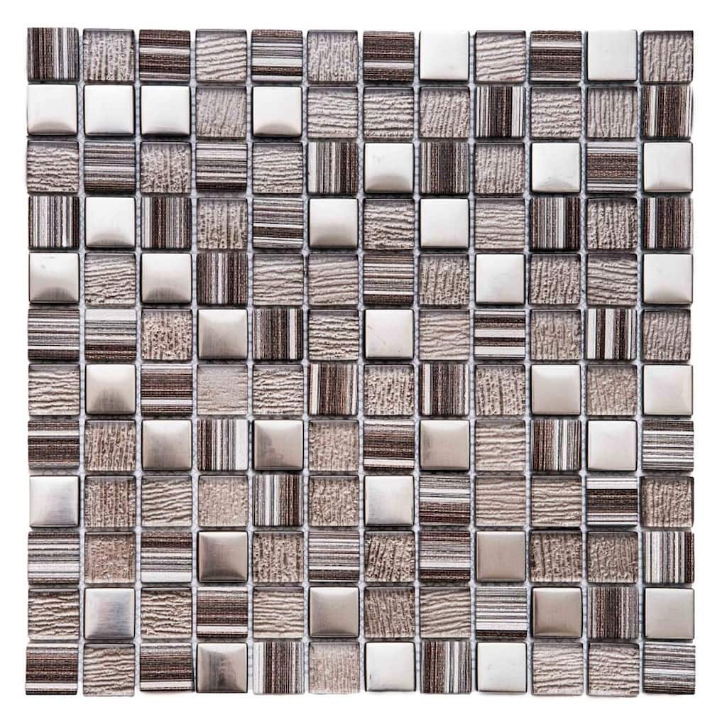 Modern 1x1 Cappuccino Matte Glass Grid Mosaic Tile - Wall, Backsplash