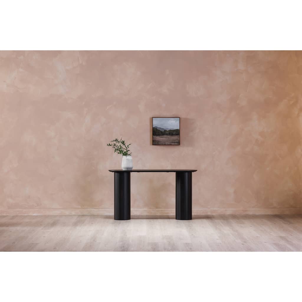 Aurelle Home Poete Solid Acacia Wood Pedestal Console Table