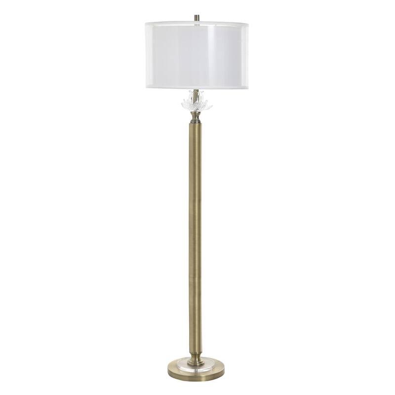 StyleCraft Coralie Steel Floor Lamp - Hayla Gold - White Shade - Hayla Gold, White, Translucent White