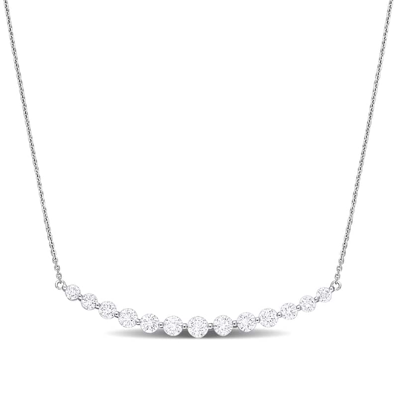 Miadora 2ct TDW Round-Cut Diamond Bar Necklace in 14k White Gold - 18 in.