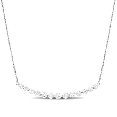 Miadora 2ct TDW Round-Cut Diamond Bar Necklace in 14k White Gold - 18 in.