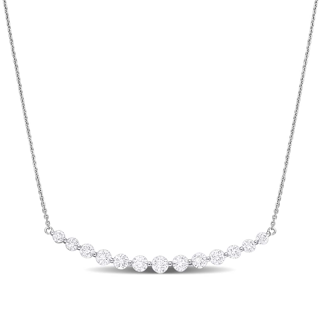 Miadora 2ct TDW Round-Cut Diamond Bar Necklace in 14k White Gold - 18 in.