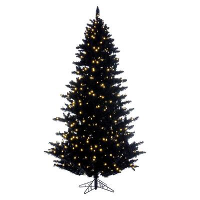 Vickerman 3' x 25" Flocked Black Fir Artificial Pre-lit Christmas Tree, Dura-Lit® Warm White LED Mini Lights.