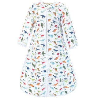 Hudson Baby Infant Boy Long Sleeve Muslin Sleeping Bag, Wearable Blanket, Sleep Sack, Dinosaurs