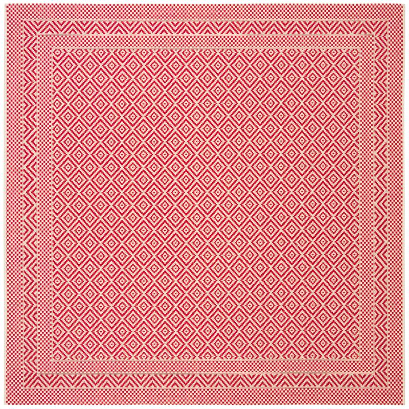SAFAVIEH Courtyard Lenaik Indoor/ Outdoor Waterproof Patio Backyard Rug - 6'7" Square - Beige/Red