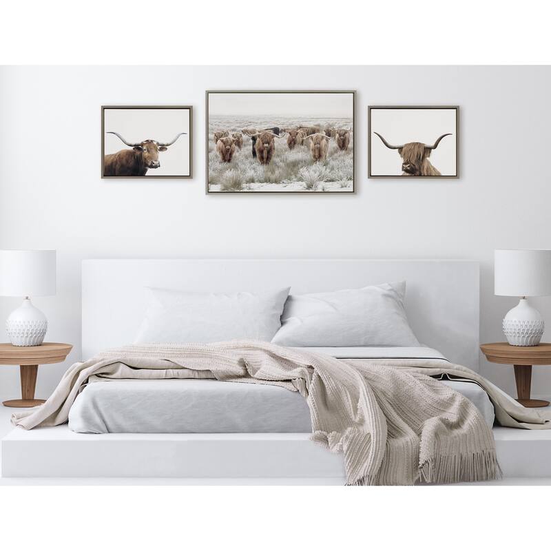 Kate and Laurel Sylvie Cows Canvas Art Set by The Creative Bunch Studio