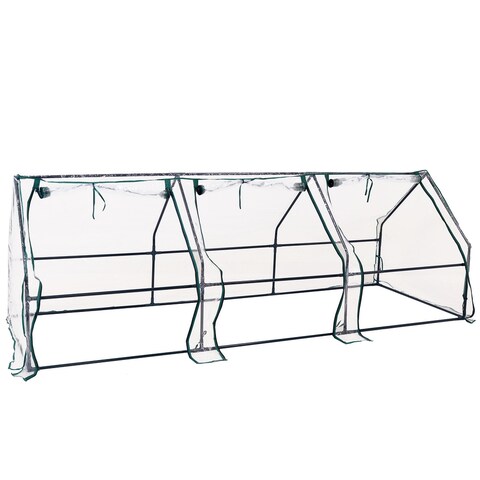 Sunnydaze Seedling Cloche Mini Greenhouse with Zippered Doors - Clear