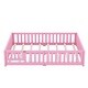 preview thumbnail 7 of 7, Queen Size Bed Floor Bed with Safety Guardrails and Door for Kids