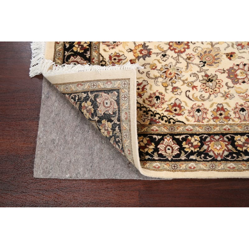 Vegetable Dye Wool/ Silk Floral Tabriz Oriental Area Rug Hand-knotted - 4'0" x 6'2"