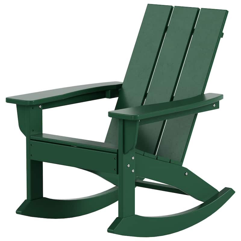 Shoreside Modern Eco-Friendly All Weather Poly Adirondack Rocking Chair