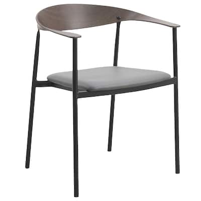 Kora Upholstered Faux Leather Dining Arm Chair with Powder Coated Steel Legs by LeisureMod