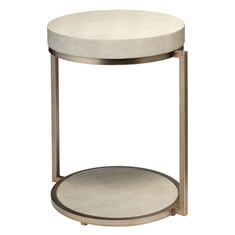 Alden Decor Cleo Faux Shagreen Round Side Table