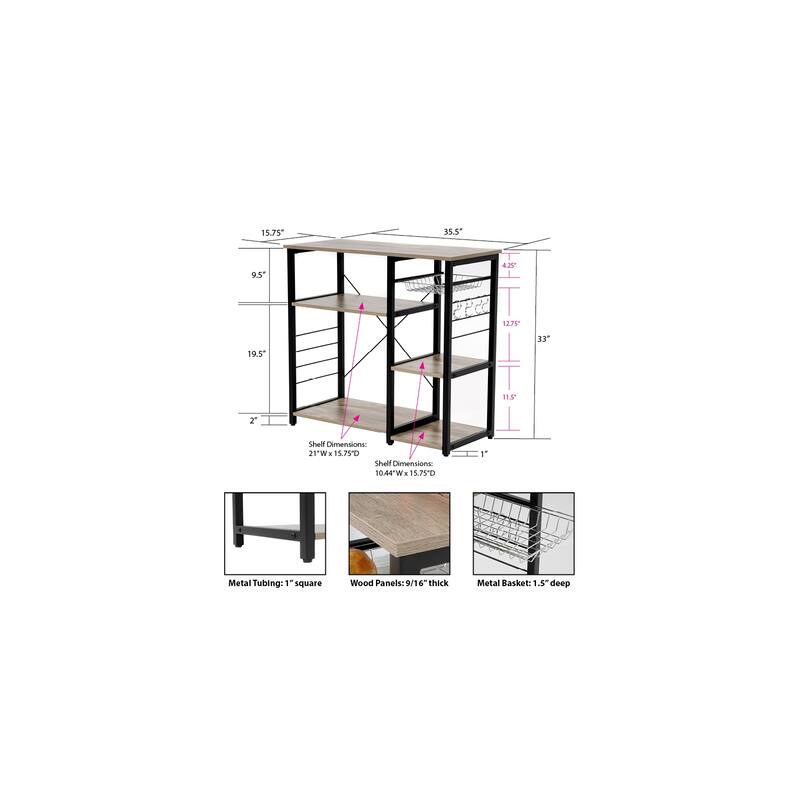 Kitchen Island Cart with Storage - Rolling Kitchen Island with Vegetable Basket