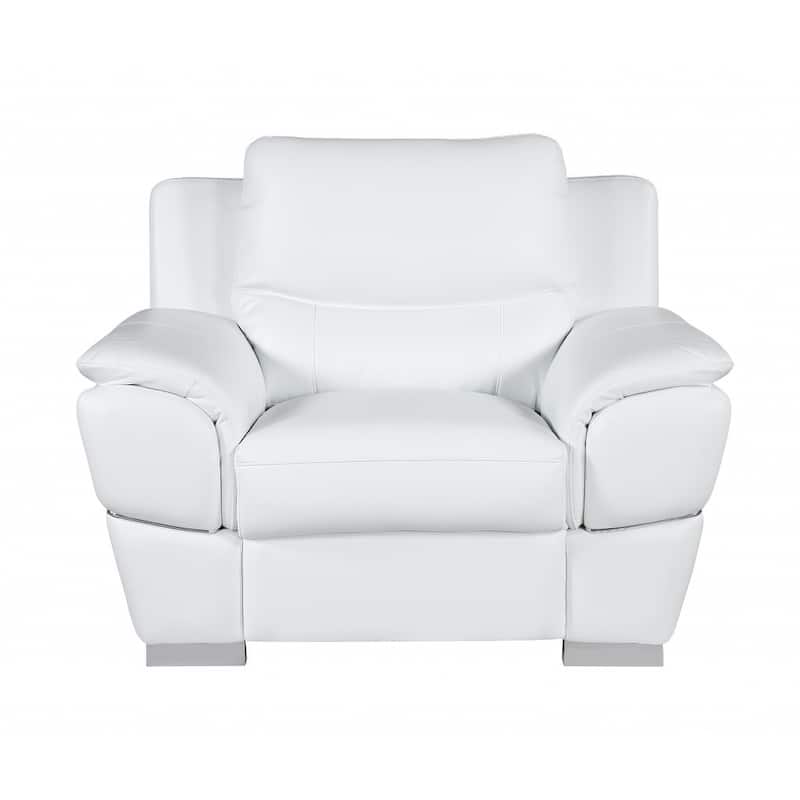 HomeRoots Three Piece Indoor White Genuine Leather Six Person Seating Set