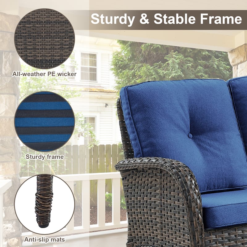 Loveseats Sofa with Chair Coffee Table for Outdoor - Brown