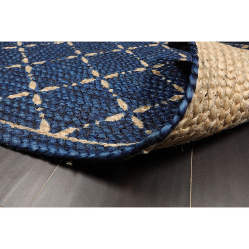 Hand Made Blue Handspun Jute Modern & Contemporary Oriental Area Rug - 2' x 3'