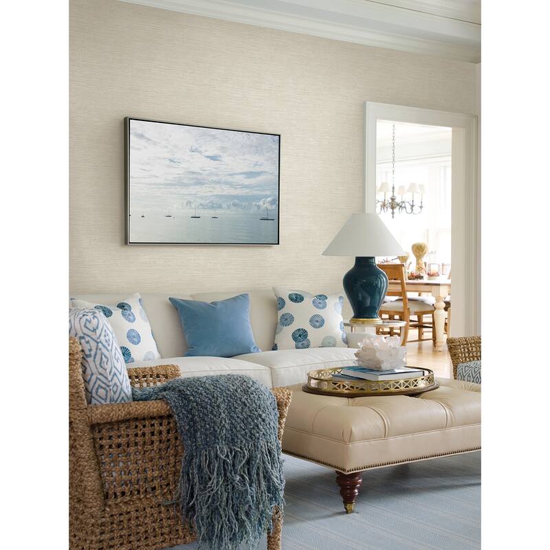 A-Street Prints Tiverton Bone Faux Grasscloth Wallpaper