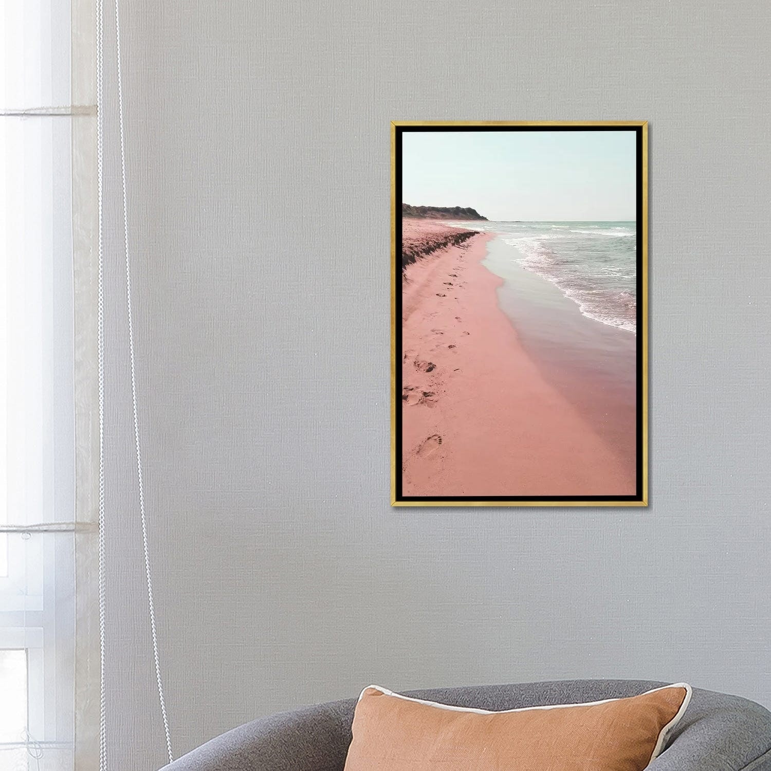 iCanvas Wild Pink Ocean by Emanuela Carratoni Framed - Bed Bath