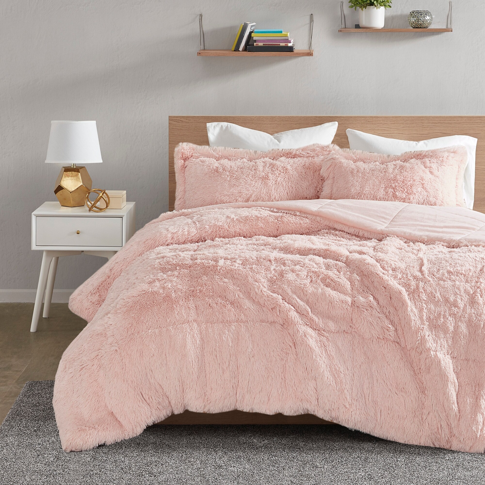 Details about   New Pink Ombre Shaggy Soft Furry Girls Bedroom Dorm Queen King Comforter Set 