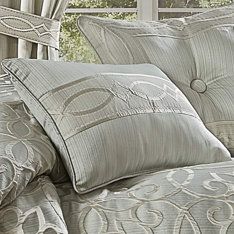 Five Queens Court Nouveau Boudoir Decorative Throw Pillow - Accent - Polyester - Spa Blue