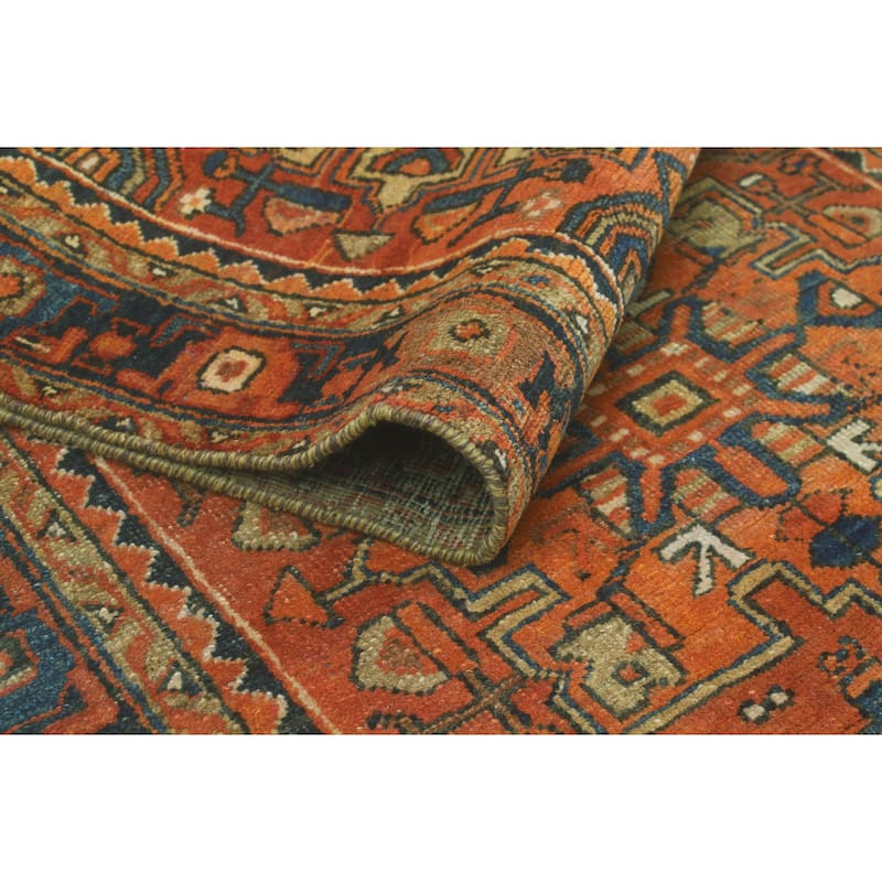 Fine Vintage Distressed Farid Al Orange/Navy Runner - 3'2" x 11'0"