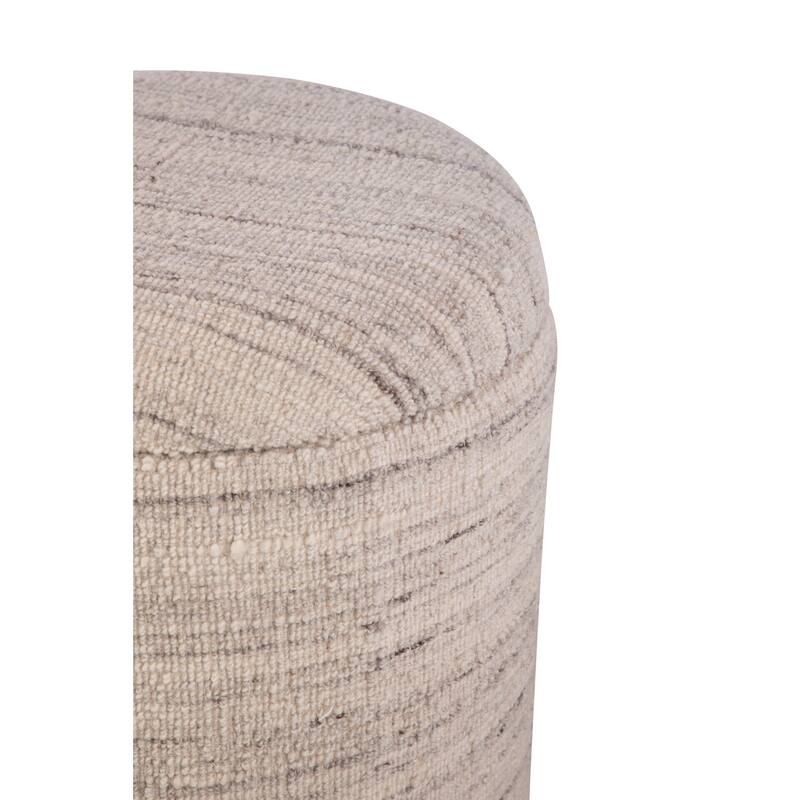 Handwoven Storage Ottoman with Matte Black Metal Base - Solid Wood Frame