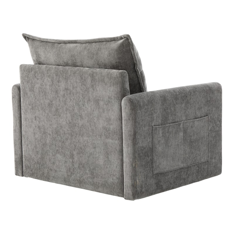 GDFStudio - Chenille 36.22" Swivel Barrel Chair