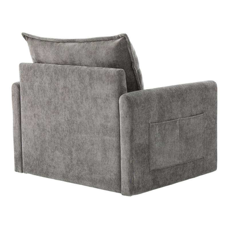 Mid Century Modern Chenille Swivel Barrel Chair