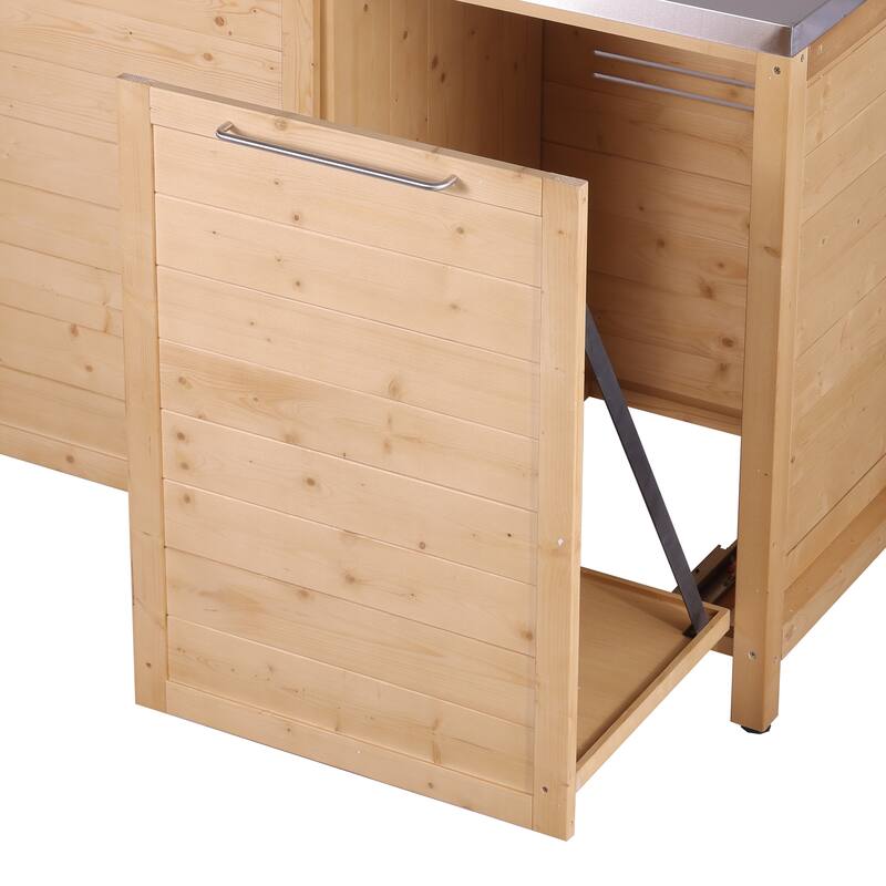 Modular Outdoor Kitchen Island Set, 100% Solid Wood BBQ Cabinet , Patio Kitchen Bar Table