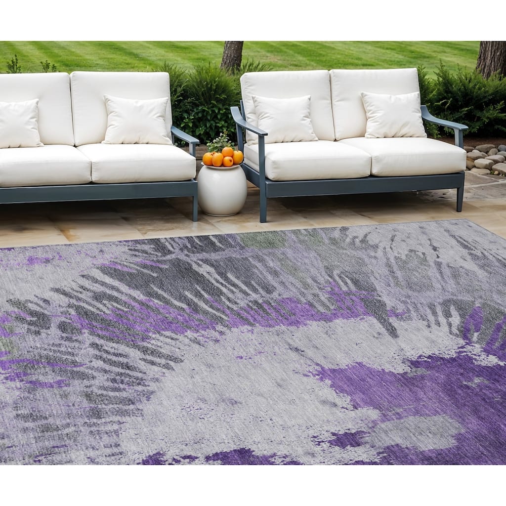 HomeRoots Abstract Transitional Rectangle Outdoor Rug