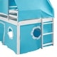 preview thumbnail 13 of 12, Blue Twin Size Cute Solid Wood House Loft Bed with Slide, Tent, and Tower for Bedroom