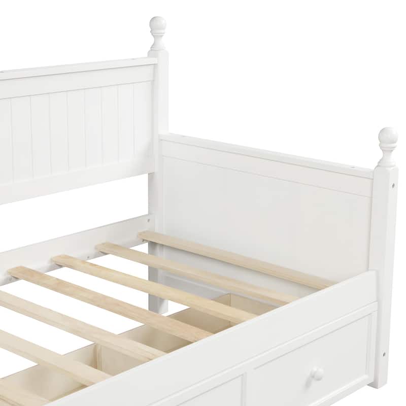 White Wood Twin Daybed with Drawers