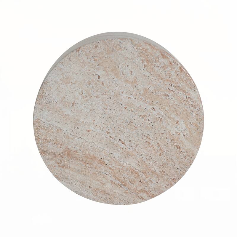 Outdoor/Indoor Lightweight Concrete Side Table,Travertine Finish