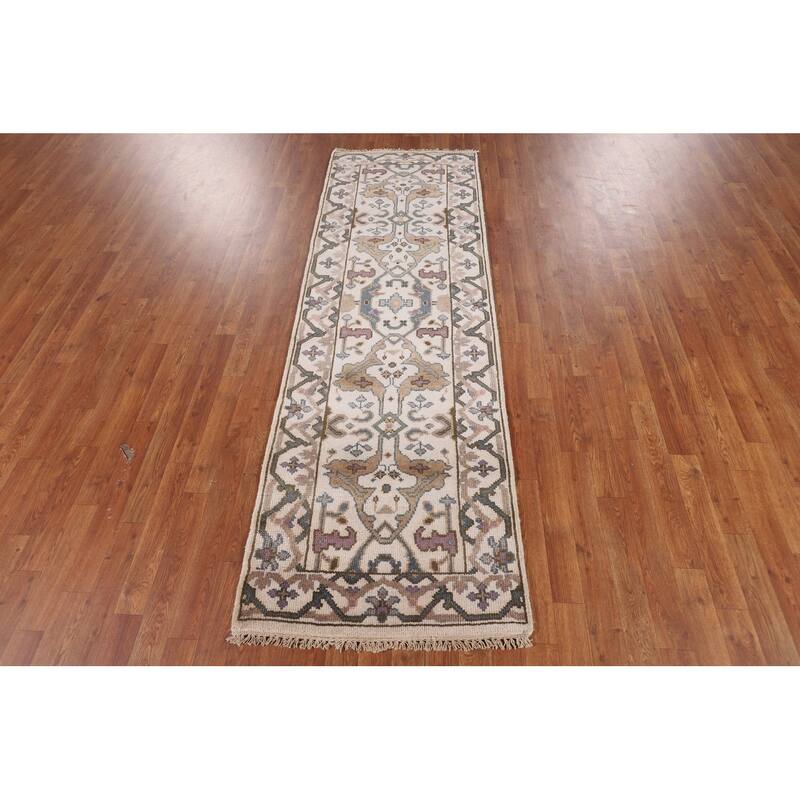 Oushak Oriental Runner Rug Hand-Knotted Wool Carpet - 2'7" x 7'8"