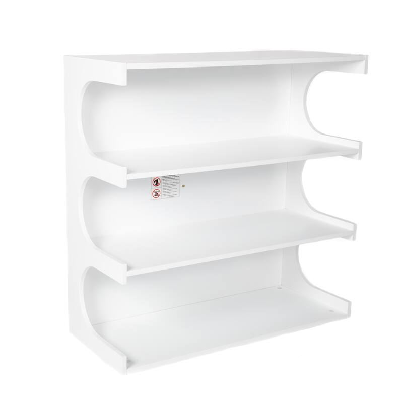 Multifunctional 4-Tier White Book Shelf & Coffee Table, Creative Furniture Floor Bookshelf, Minimalist Organizer Storage Shelves